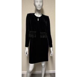 Alex Evenings Dress 2 Piece Formal Velvet‎ Beaded Jacket LBD Going Out Party 8P
